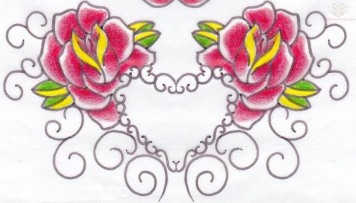 Pink Flowers Lowerback Tattoo Design